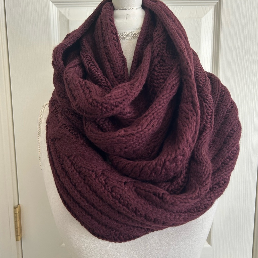 New York & Company Burgundy Knit Scarf - Picture 2 of 4